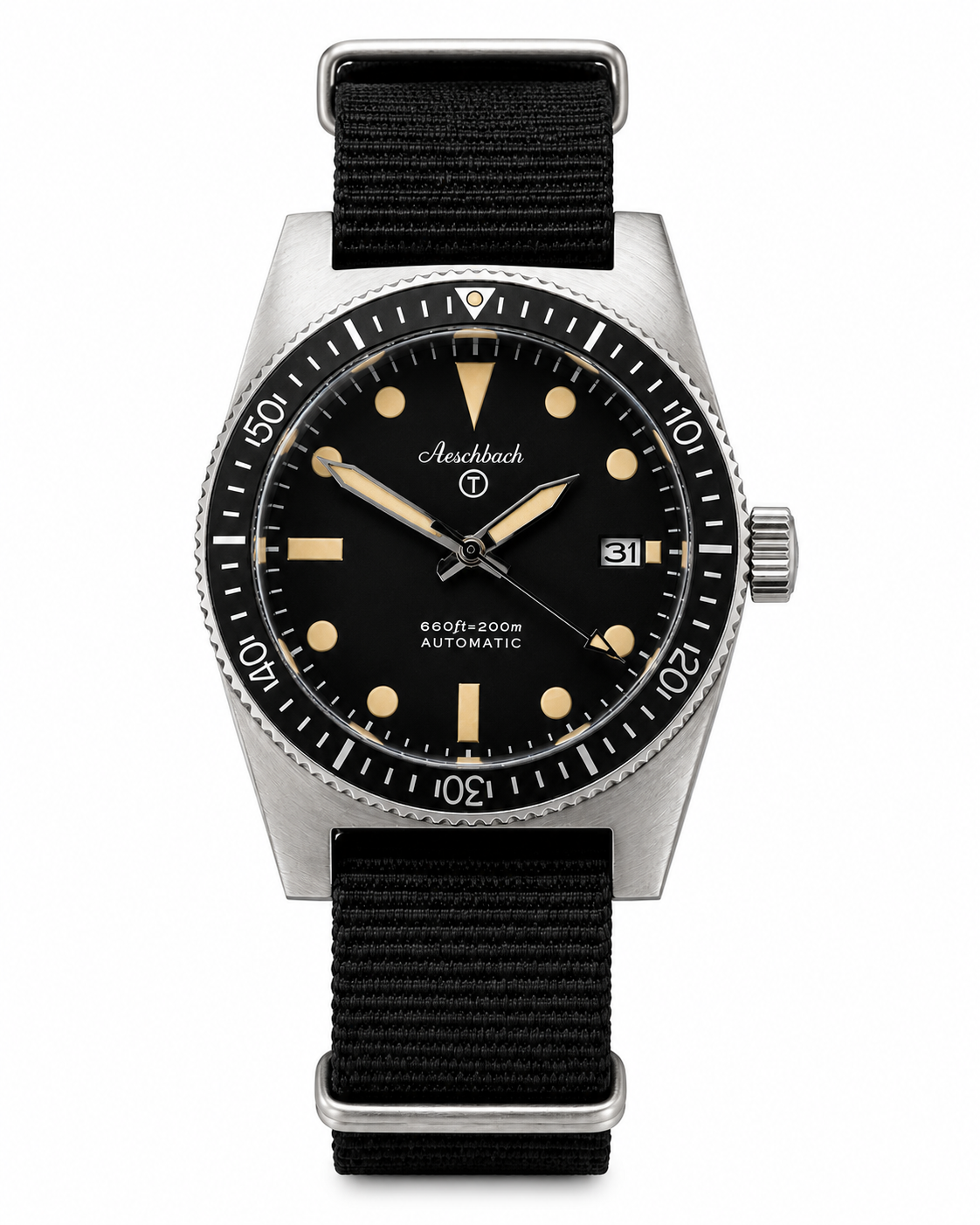 Aeschbach Classic Automatic 24 Jewel Divers Watch with Ceramic Bezel and Sapphire Crystal