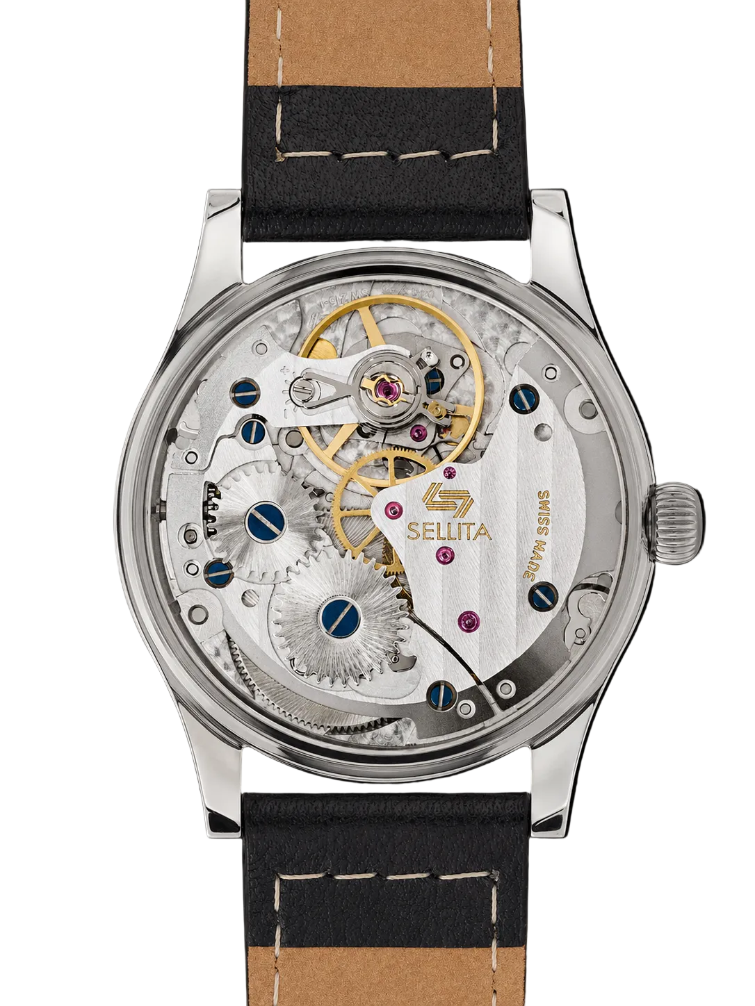Montre de pilote Aeschbach WW2 modèle Allemagne Luftwaffe / Reichsluftfahrtministerium (RLM) avec un mouvement suisse Sellita SW216 à 24 rubis et un verre saphir bombé vintage en forme de boîte