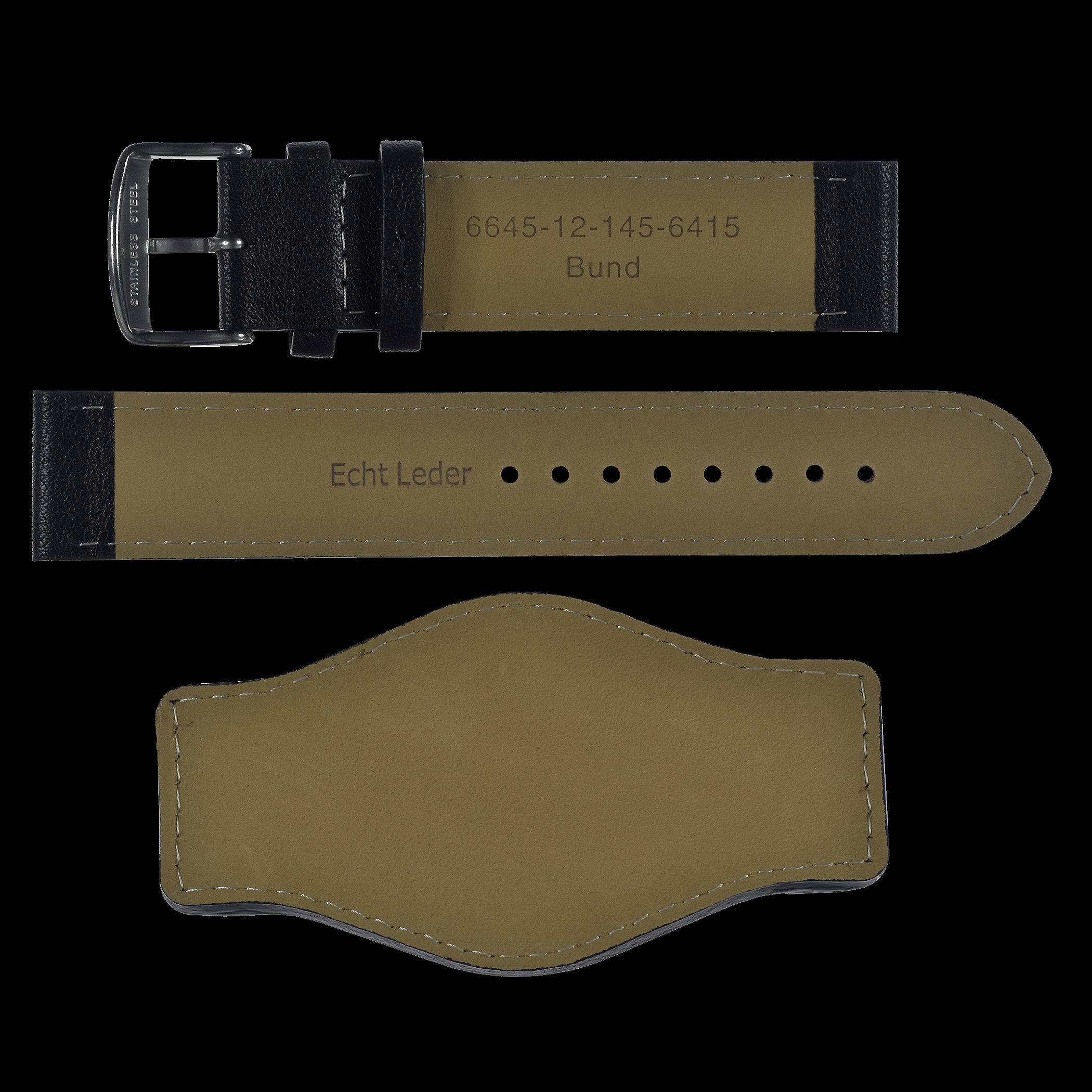 Bracelet de montre militaire en cuir d'aviateur allemand "Luftwaffe / Bund" 18mm