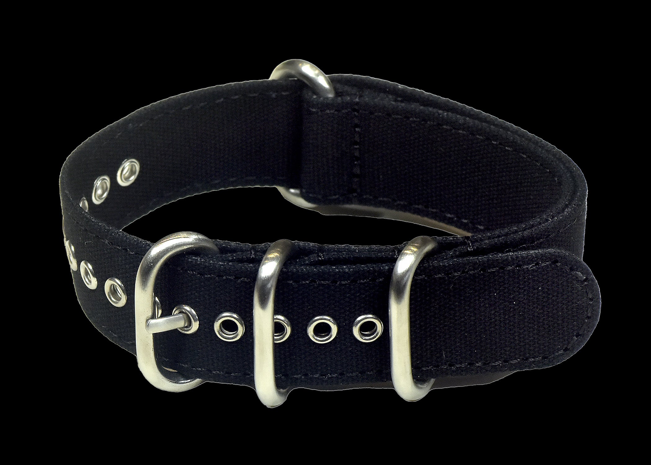Bracelet en toile à motif rétro noir 18mm une pièce