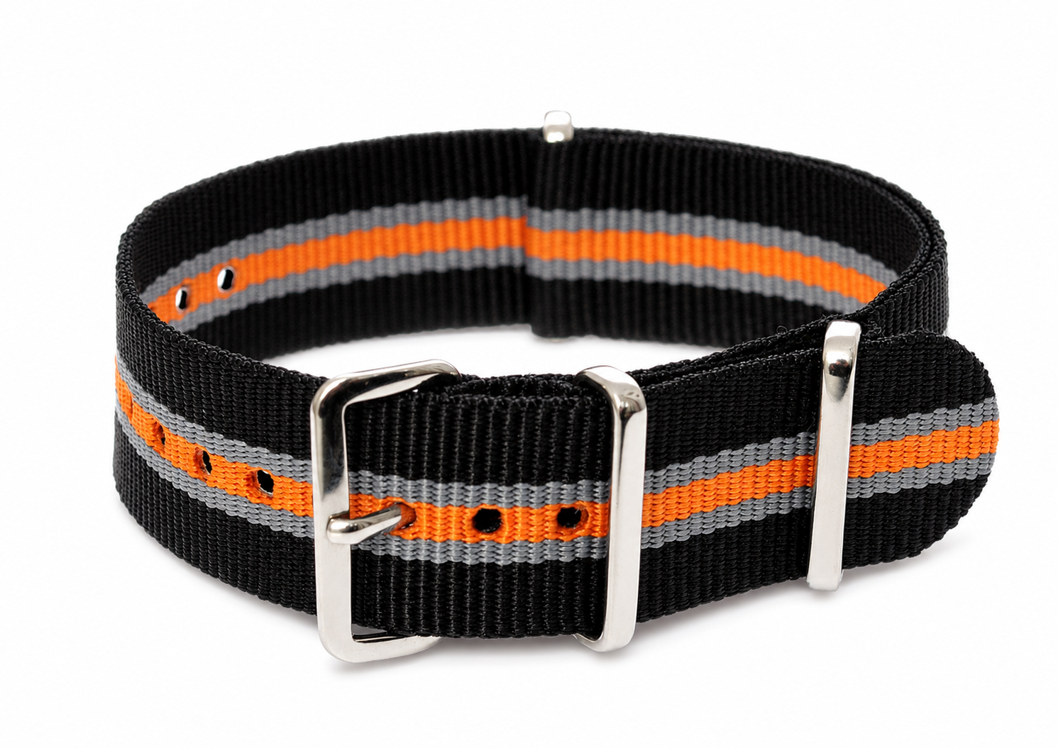 20mm Black, Grey and Tangerine NATO Military Watch Strap