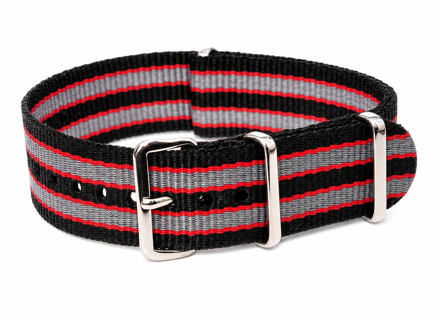 18mm Black, Red and Grey NATO Military Watch Strap