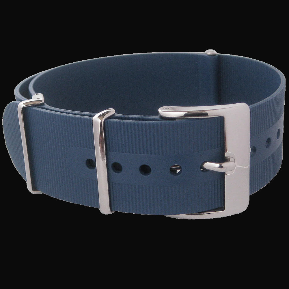 Bracelet de montre militaire NATO silicone/caoutchouc bleu marine 20mm