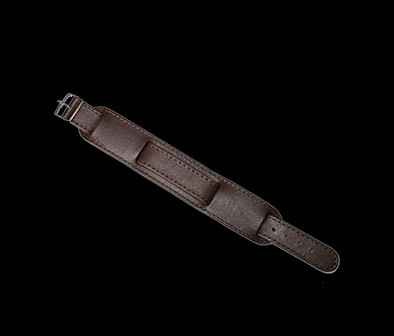 Correa de reloj militar de cuero marrón con patrón de los años 50 de 20 mm con hebillas cromadas