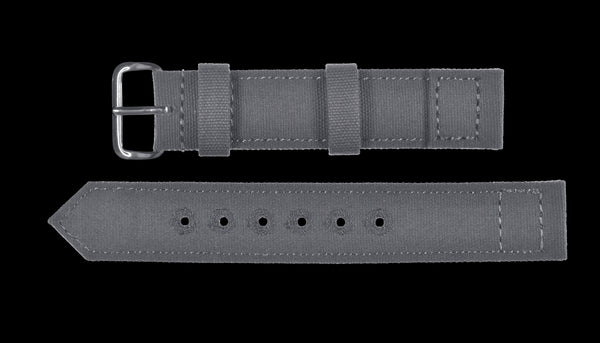 2 Piece Retro Pattern 18mm Canvas Military Watch Strap in Admiralty Grey - The Ideal Strap for Older Military Watches