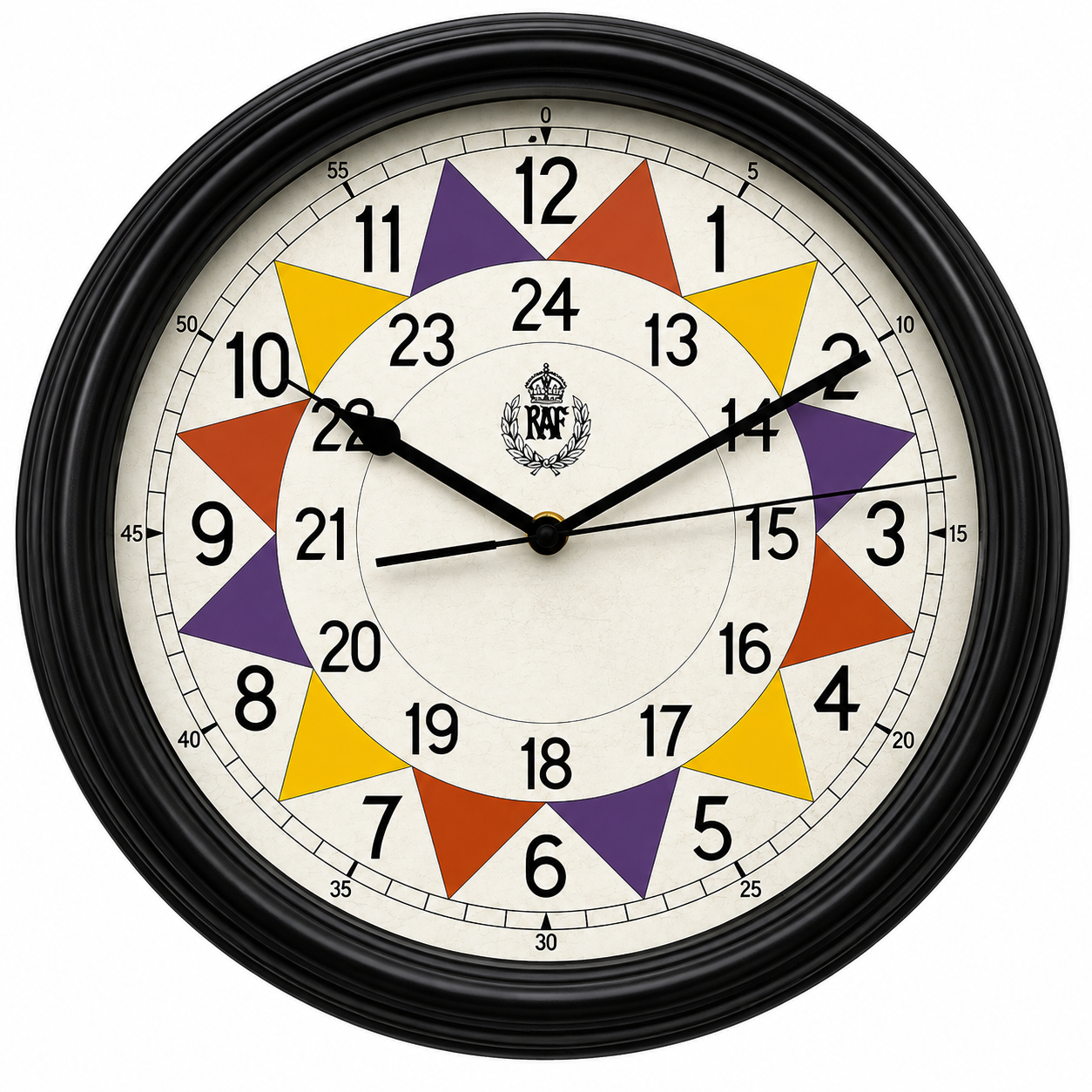 RAF 1940 "Battle of Britain" Pattern Replica Sector Wall Clock with Silent Quartz Movement and Sweep Second hand (Size 12" / 30.5cm)
