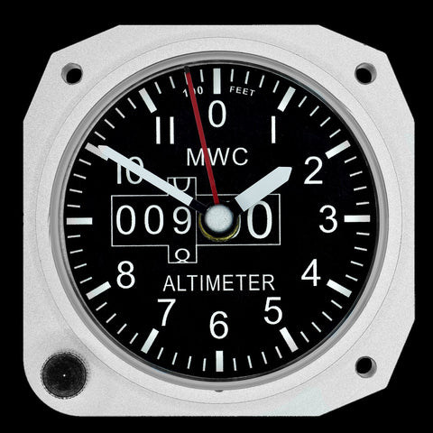 Limited Edition Replica Altimeter Instrument Desk Clock in Aluminium Finish