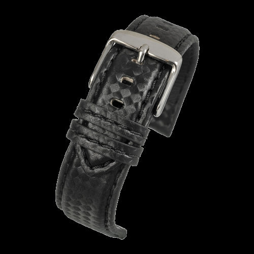 Bracelet de Montre en Fibre de Carbone Noire Premium 20mm avec Couture Assortie