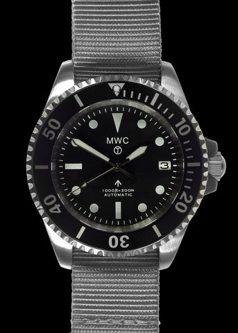 MWC 24 Jewel 1982 Pattern 300m Automatic Military Divers Watch with Sapphire Crystal on a NATO Webbing Strap (Date Version)