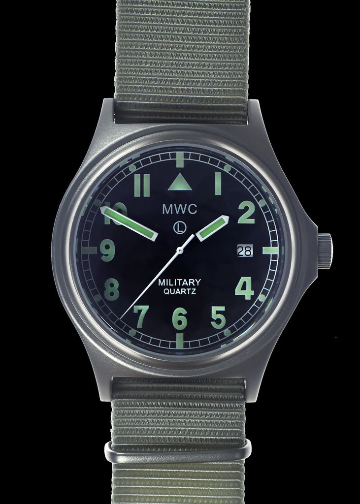 MWC G10 50m (165ft) Water Resistant NATO Pattern Military Watch with Satin Case Finish, Fixed Strap Bars, Sapphire Crystal and 60 Month Battery Life