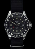 MWC Stainless Steel GMT (Dual Time Zone) Military Watch with Sapphire Crystal and Ceramic Bezel on NATO Strap