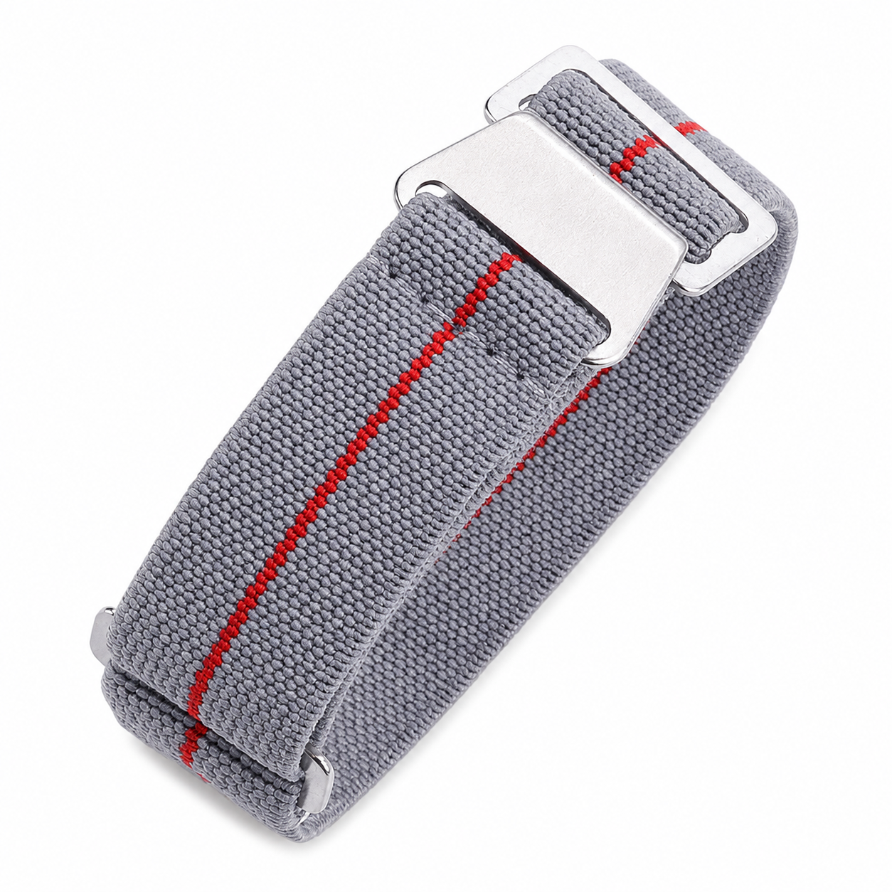 22mm elastisches französisches Marine- und Spezialkräfte-Armband in Grau mit einem roten Streifen