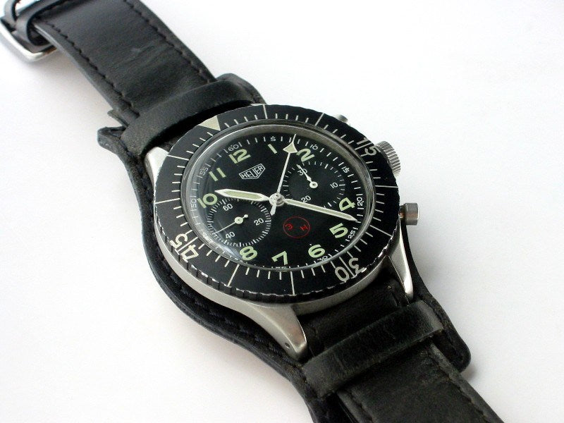 Bracelet de montre militaire en cuir d'aviateur allemand "Luftwaffe / Bund" 20mm