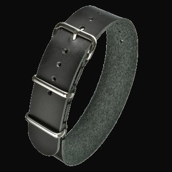 20mm Schwarzes Leder NATO Militär-Uhrenarmband