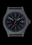 MWC GMT (Dual Time Zone) Water resistant Military Watch in Stainless Steel Case with Screw Crown