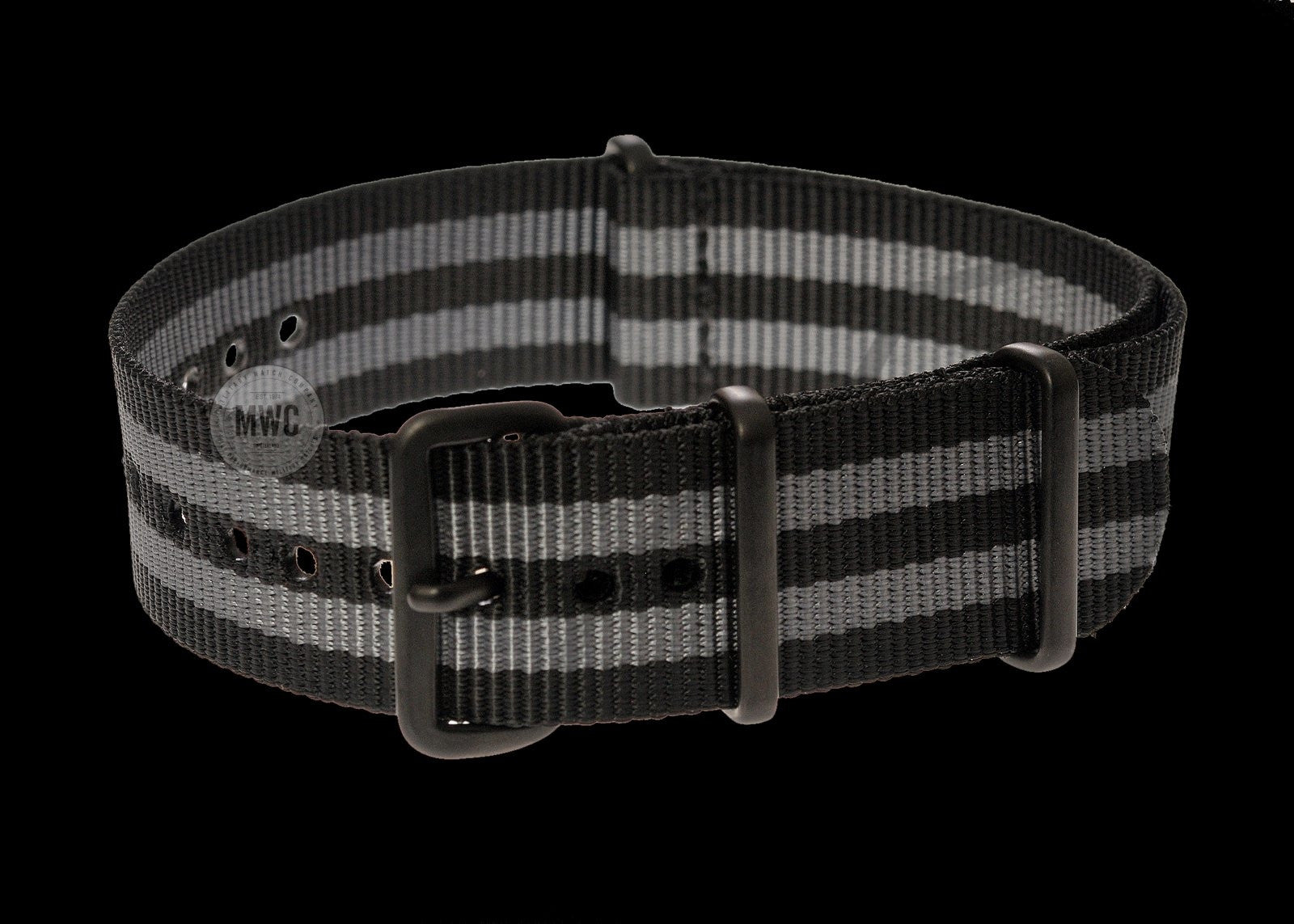 Montre militaire NATO "Bond" 24mm avec attaches en acier PVD noir