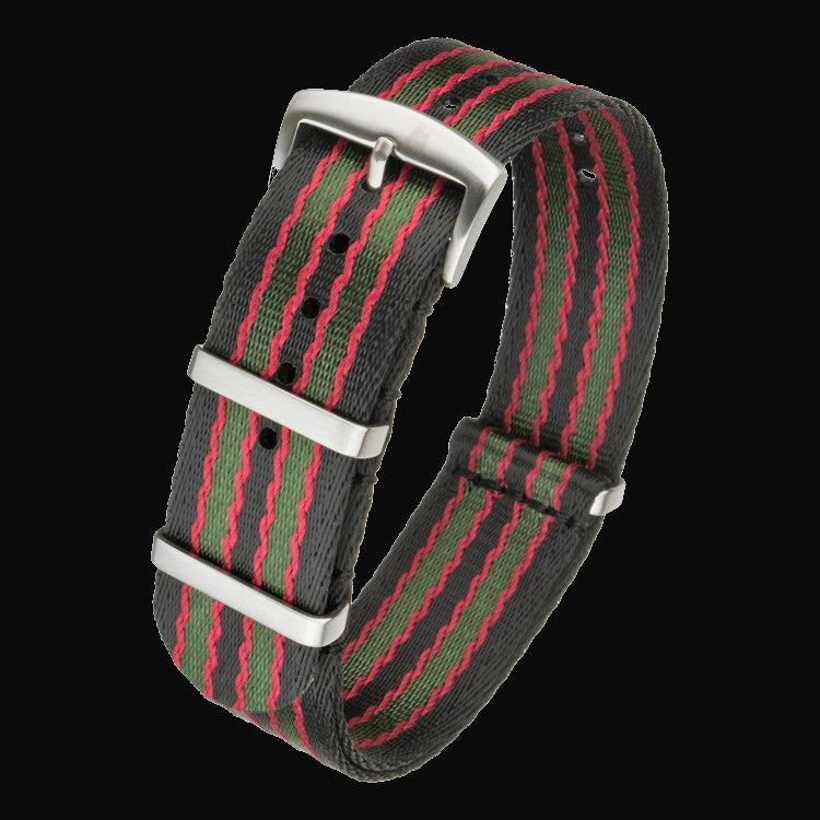Bracelet militaire NATO supérieur noir, rouge et vert olive 22mm en nylon balistique ceinture de sécurité