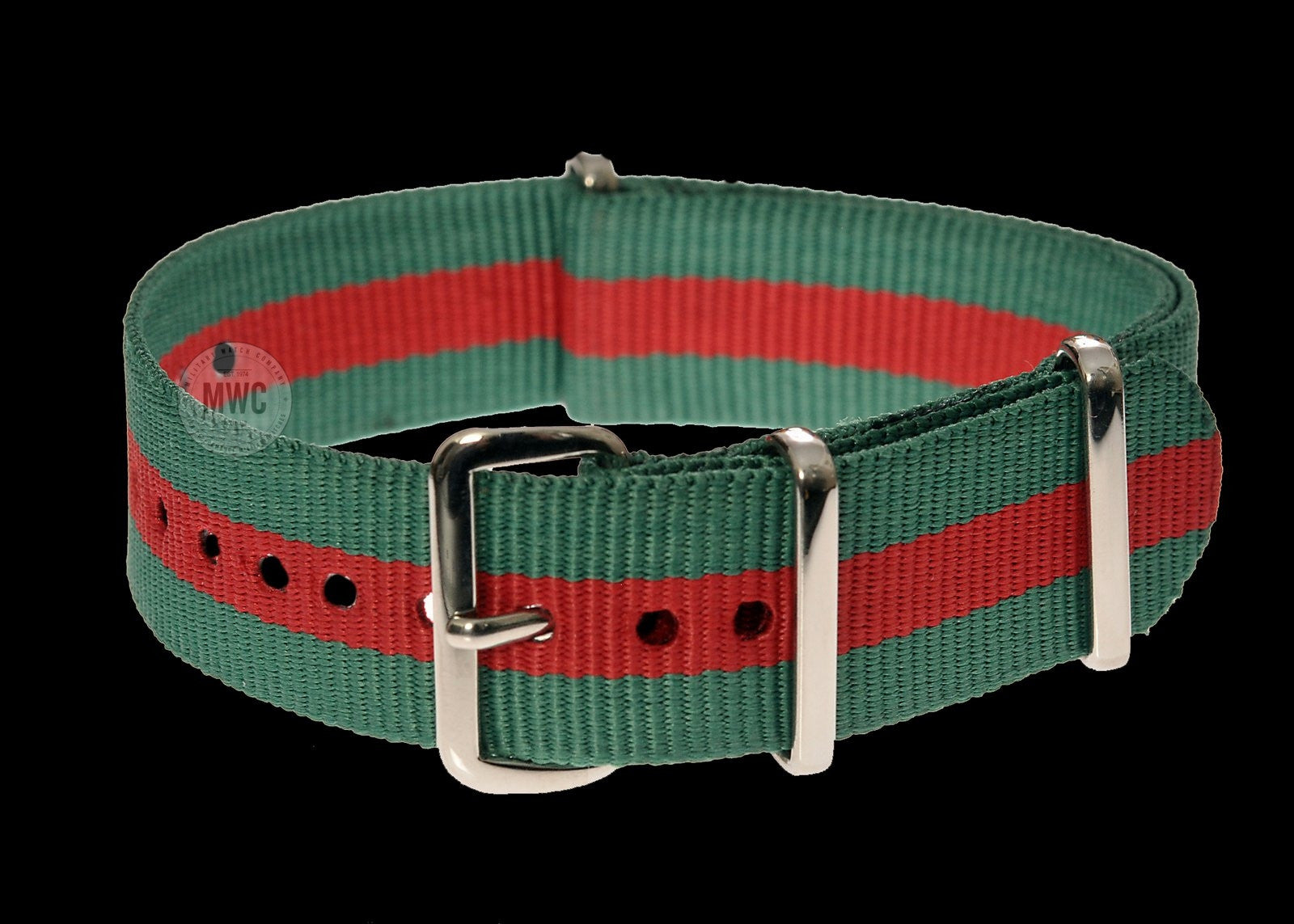 18mm Grünes und rotes NATO Militär-Uhrenarmband