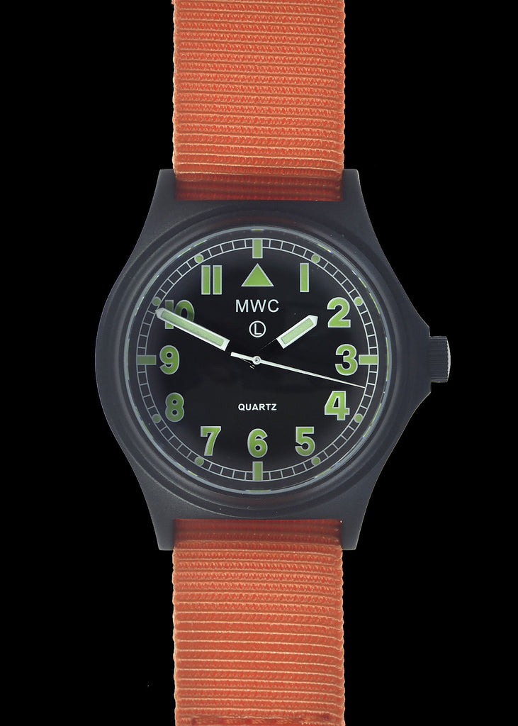 MWC G10 100m / 330ft Water resistant Search and Rescue (SAR) Black PVD Steel Military Watch with Sapphire Crystal - NATO Stock Number: NSN 6645-99-493-1283