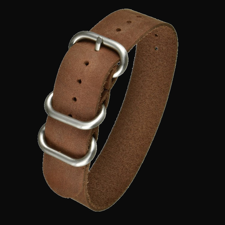 18mm Braunes Kalbsleder Zulu Militär-Uhrenarmband