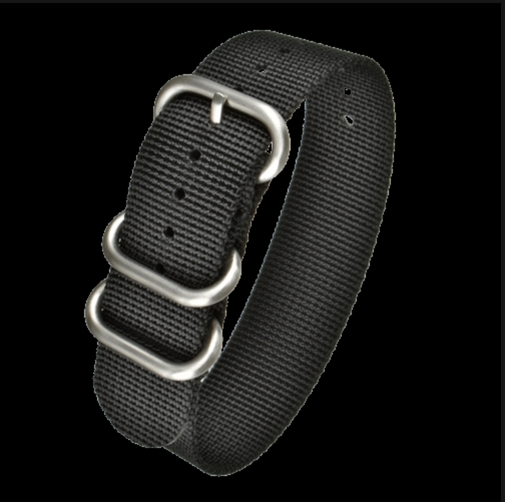 20mm Schwarzes Zulu-Muster Nylon Militär-Uhrenarmband