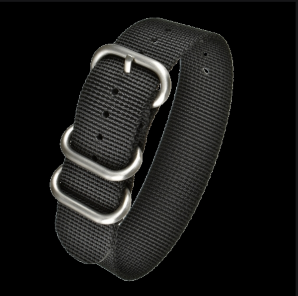 22mm Black Zulu Pattern Nylon Military Watch Strap