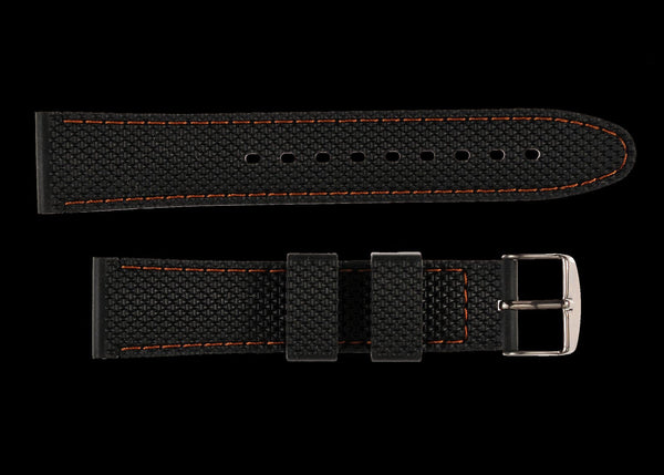 MWC 22mm Silicone Watch Strap with Orange Stitching