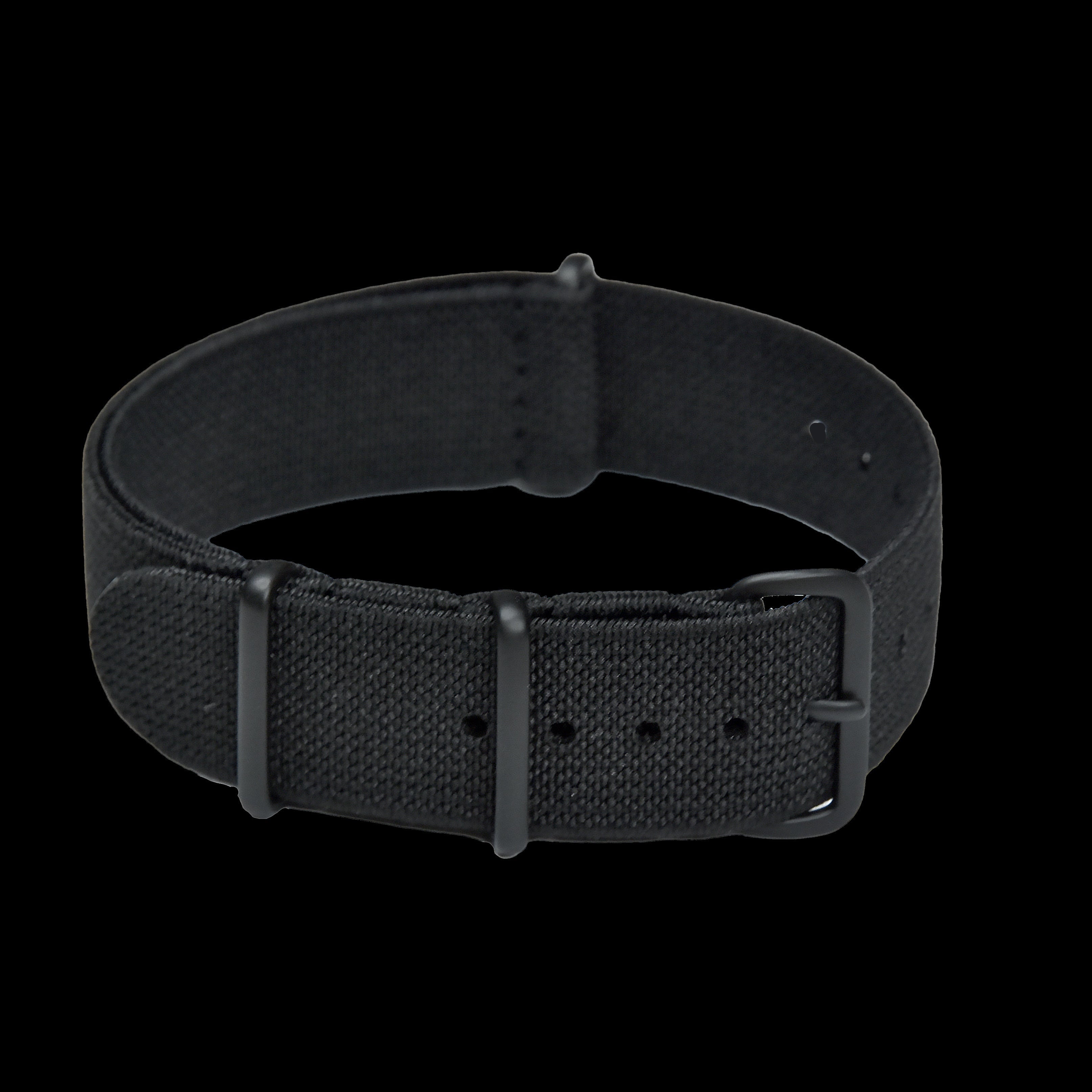 Correa de reloj militar NATO elástica negra de 20mm con hebillas PVD