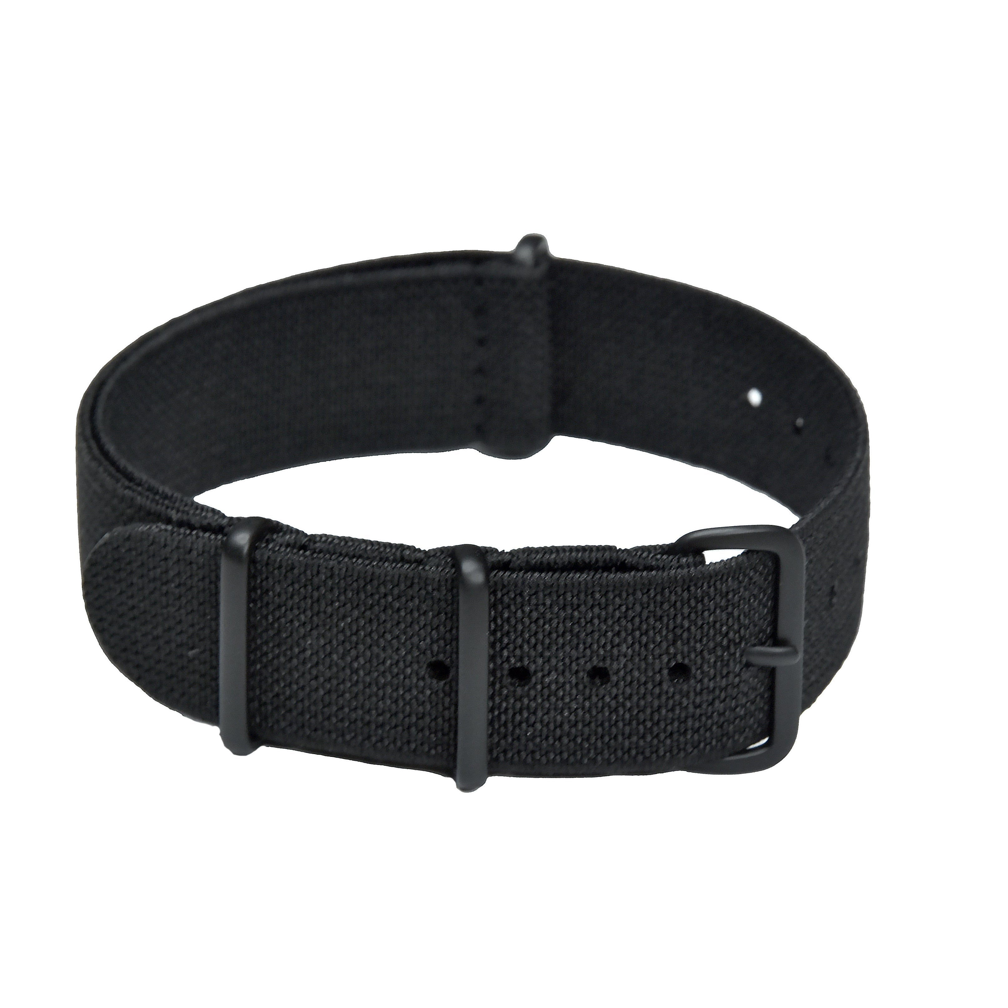 Correa de reloj militar NATO elástica negra de 20mm con hebillas PVD