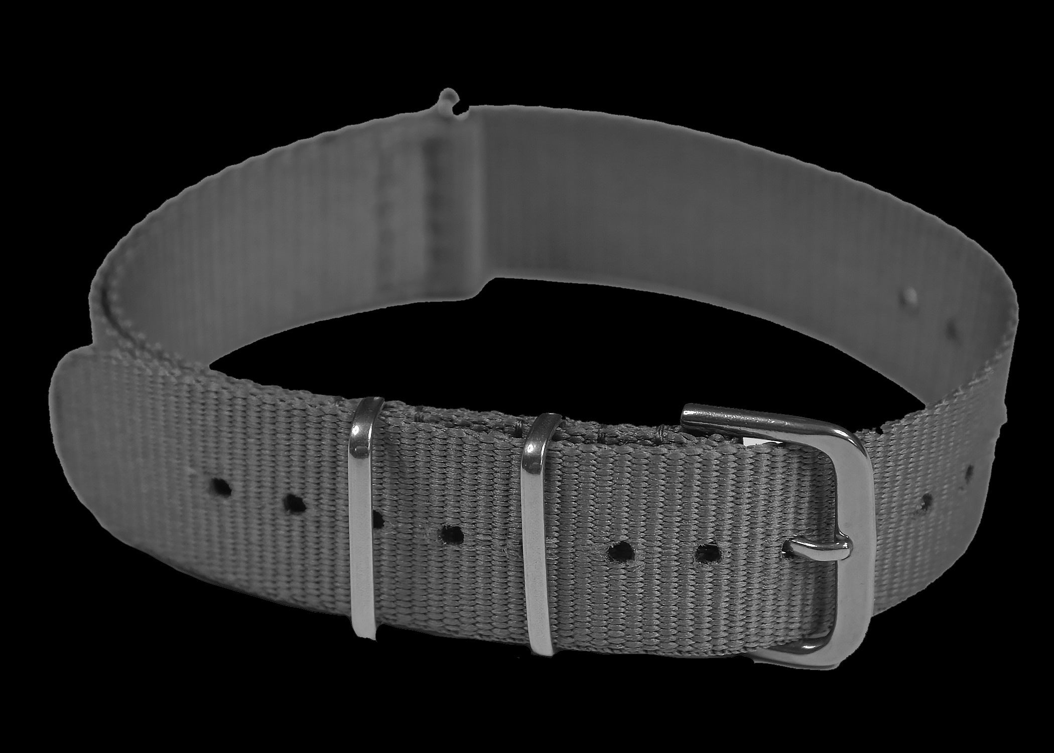 18mm dunkelgraues NATO-Militär-Uhrenarmband aus ballistischem Nylon mit Edelstahlbeschlägen