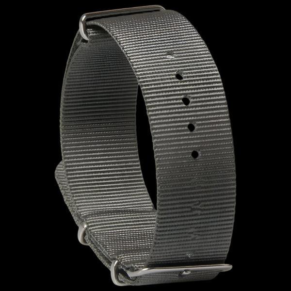 Single Pass 22mm Admiralty Grey NATO Military Watch Strap in Ballistic Nylon with Stainless Steel Fasteners