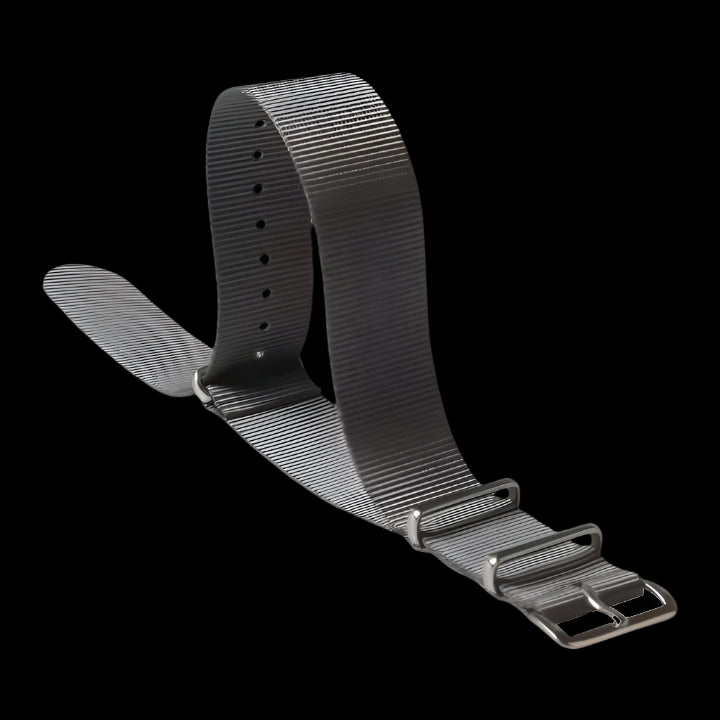 Bracelet de montre militaire NATO gris amirauté 24mm en nylon balistique avec attaches en acier inoxydable