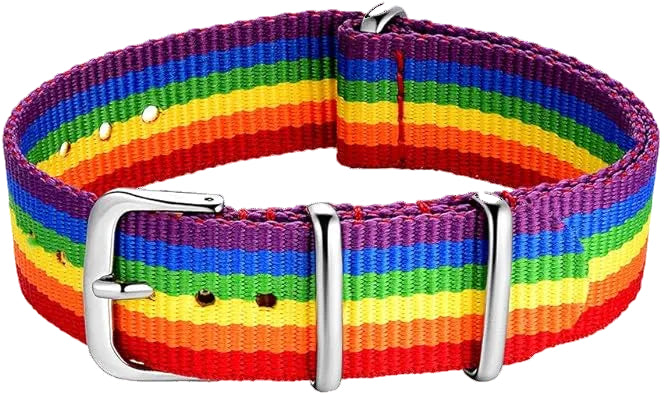 22mm LGBT Rainbow NATO Military Watch Strap in Ballistic Nylon Webbing