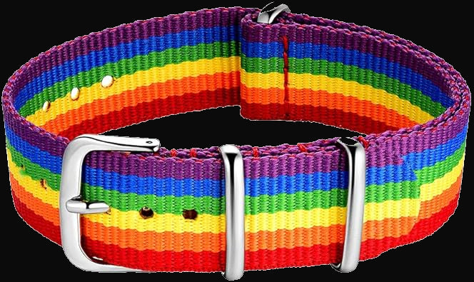 Bracelet de montre militaire NATO arc-en-ciel LGBT 20mm en sangle nylon balistique