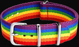 20mm LGBT Rainbow NATO Military Watch Strap in Ballistic Nylon Webbing