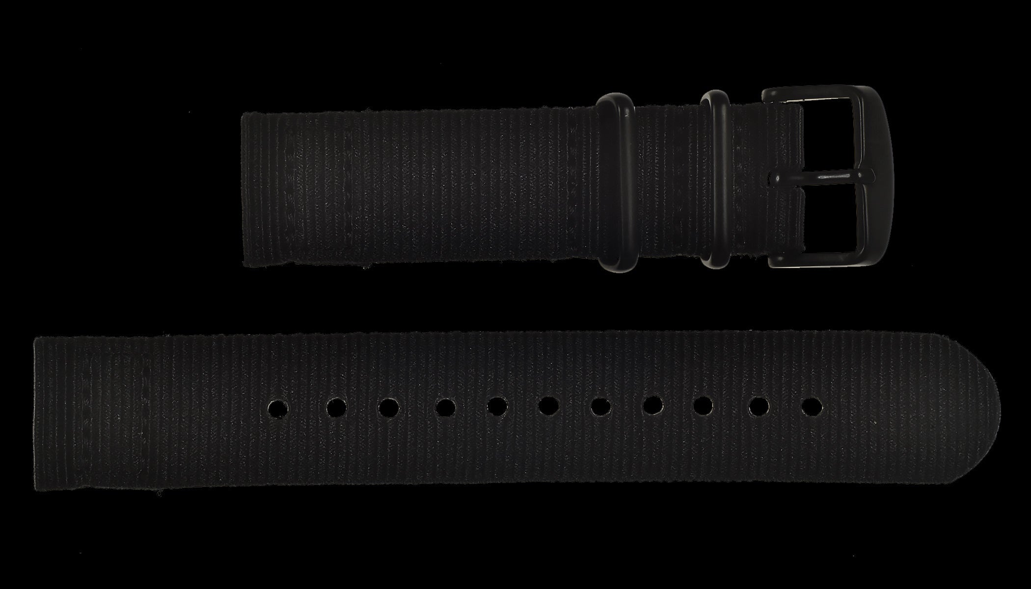 2-teiliges 20mm PVD schwarzes NATO Militär-Uhrenarmband aus ballistischem Nylon