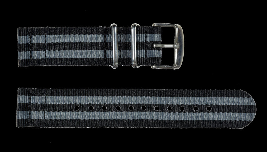 2 Piece 20mm "James Bond" Pattern NATO Military Watch Strap in Ballistic Nylon with Stainless Steel Fasteners