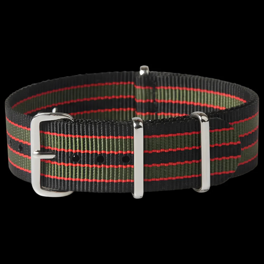 22mm Schwarzes, Rotes und Olivgrünes NATO Militär Uhrenarmband