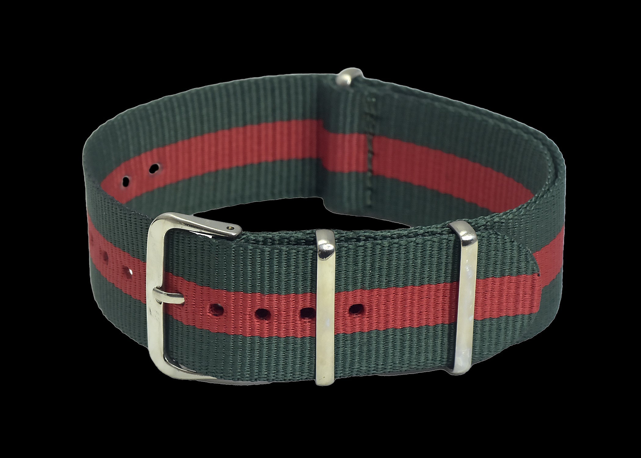 18mm Grünes und rotes NATO Militär-Uhrenarmband