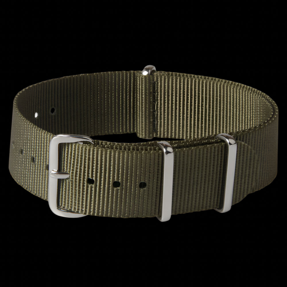 Bracelet militaire NATO en nylon tissé kaki armée 20mm