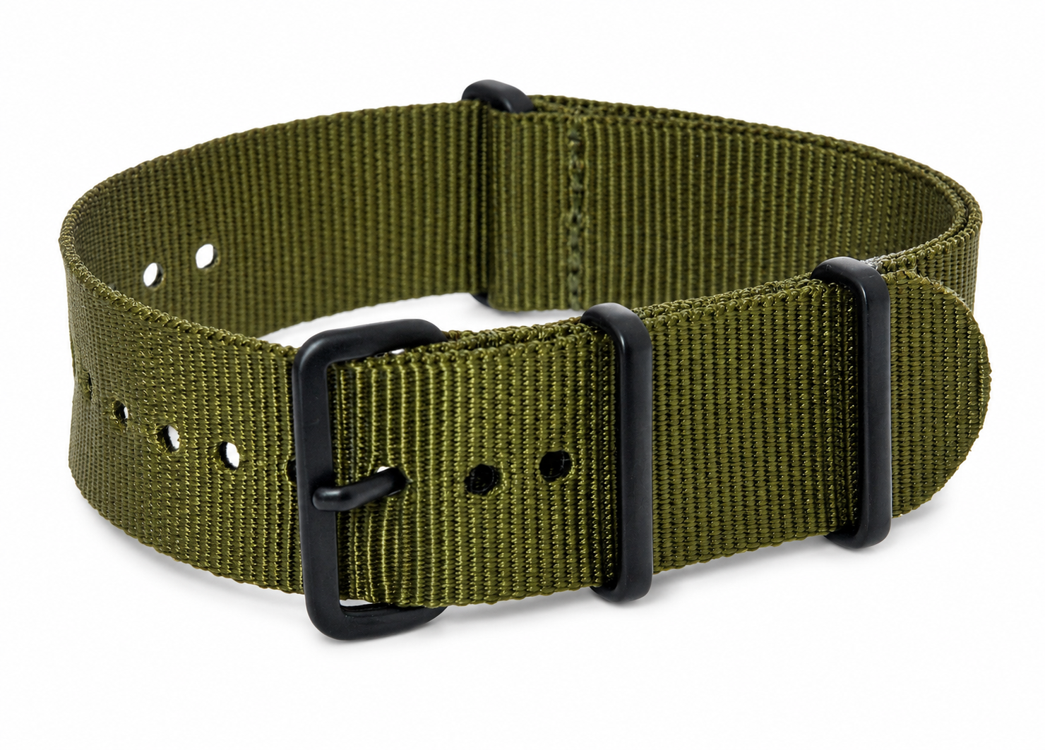 20mm Olive NATO Military Watch Strap with Covert Non Reflective Black PVD fittings