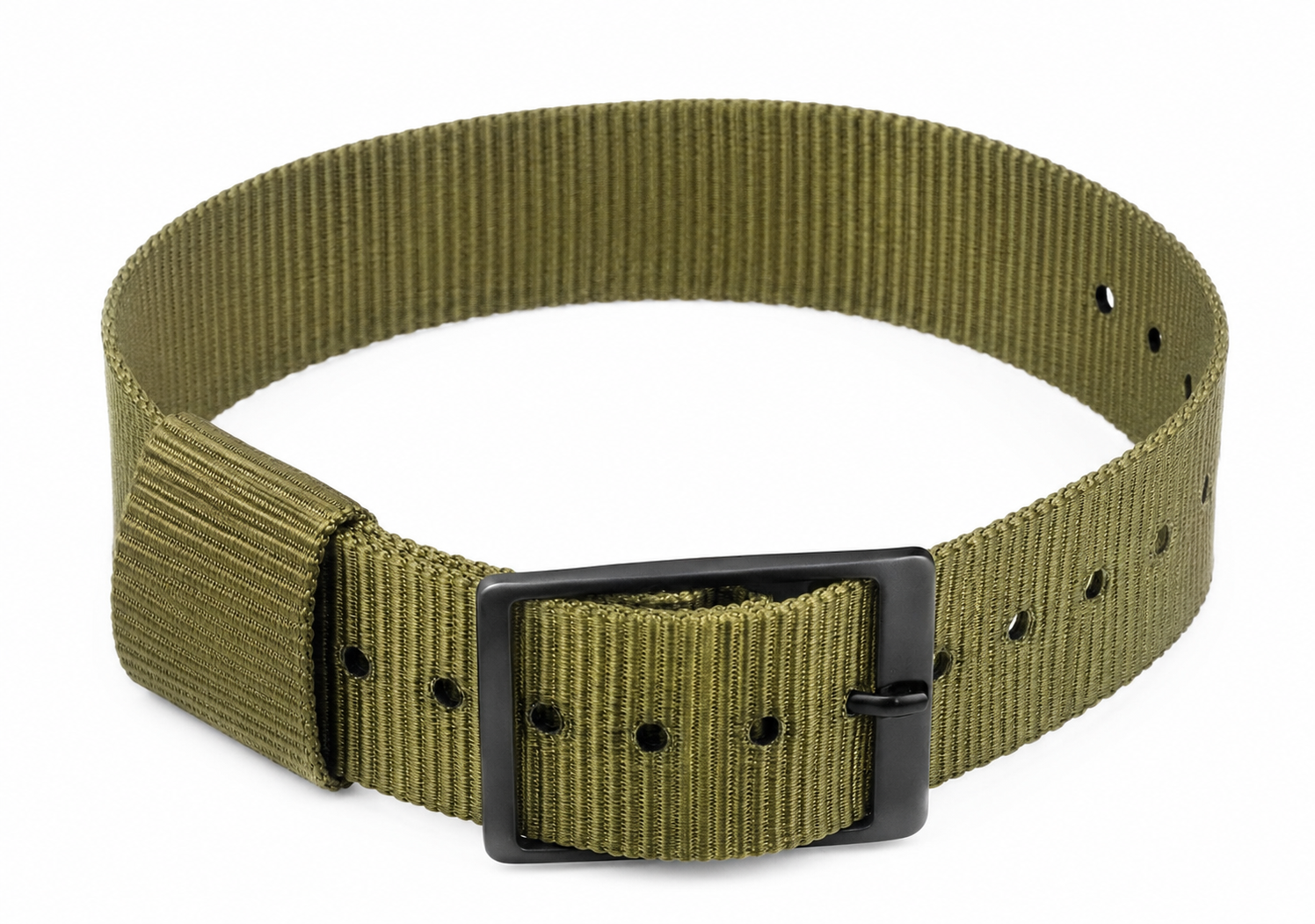 Lightweight 18mm Olive US Pattern Military Watch Strap with Black Buckles