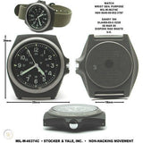 Replica MIL-W-46374C 1980s U.S pattern Military Watch  in Olive Drab on a Nylon Webbing Strap