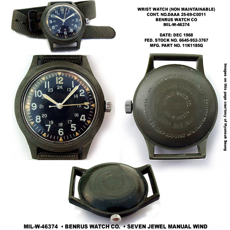 Bracelet de montre militaire en nylon 18mm motif kaki modèle 1965 Guerre du Vietnam États-Unis