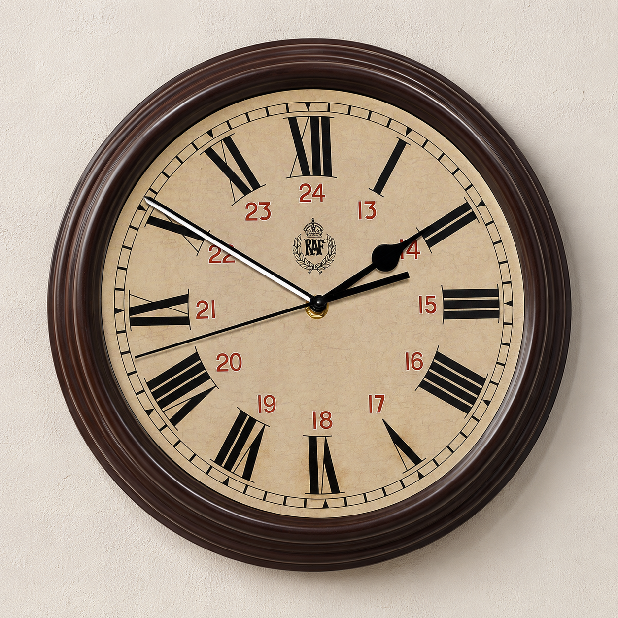 RAF 1943 Pattern Replica 12/24 Wall Clock with Silent Quartz Movement and Sweep Second Hand(Size 12"/30.5cm)