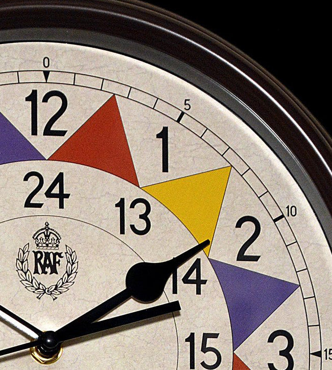 Horloge murale réplique secteur motif RAF 1940 "Bataille d'Angleterre" avec mouvement quartz silencieux et trotteuse (taille 12" / 30,5 cm)