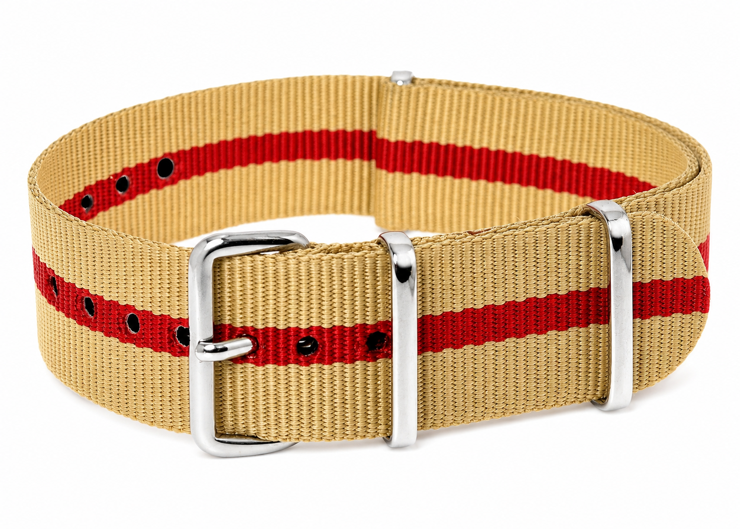 18mm Sand and Red NATO Military Watch Strap
