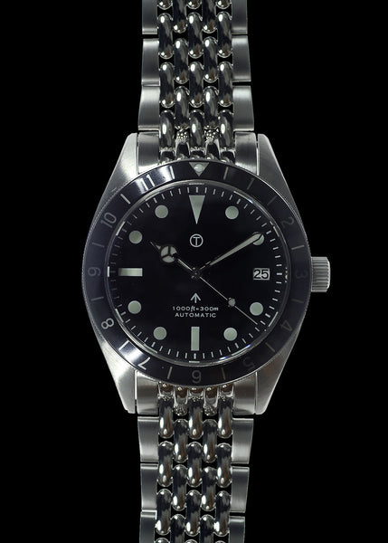 MWC Classic 1960s Pattern Dual Time Zone Automatic Divers Watch with Sapphire Crystal on Matching Bracelet