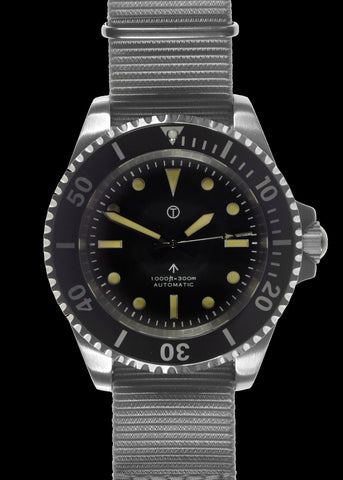 MWC 24 Jewel 1982 Pattern 300m Automatic Military Divers Watch with Sapphire Crystal on a NATO Webbing Strap (Non Date Version)