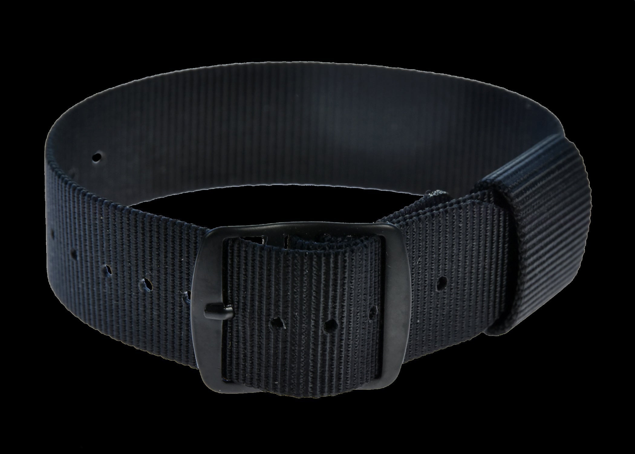 Bracelet montre militaire motif US 20mm noir avec boucles PVD noires